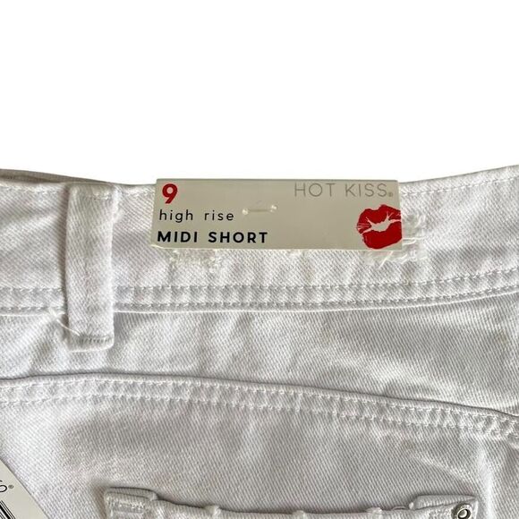 Hot Kiss Jean Shorts Women's Jr Sz 9 White Jorts Mid Rise Distressed Mid… - Picture 10 of 14